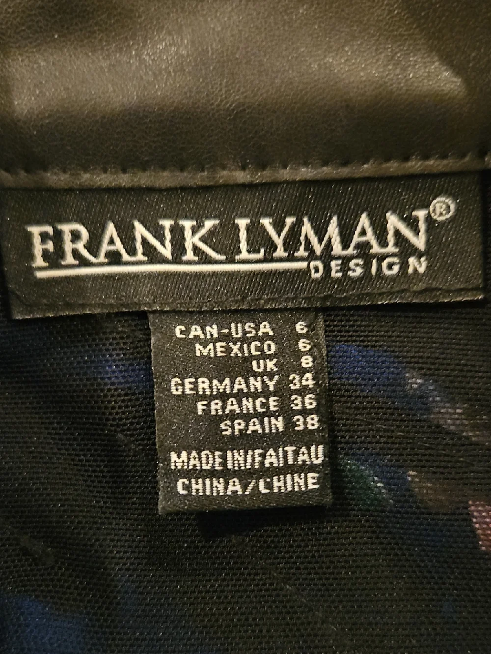 Frank Lyman Black Leaf-Pattern Faux Leather Zip Jacket Women 6 - Picture 13 of 13